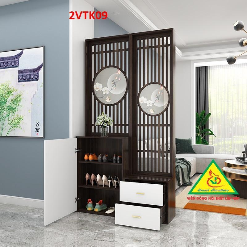 Tủ kệ trang trí kiêm vách ngăn phòng khách , nhà bếp 2VTK09- Nội thất lắp ráp Viendong Adv