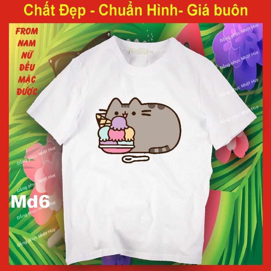 Áo Thun Mèo Đen Pusheen Kawii MD1.1 Icoi, Meo Meo Bụng Bự