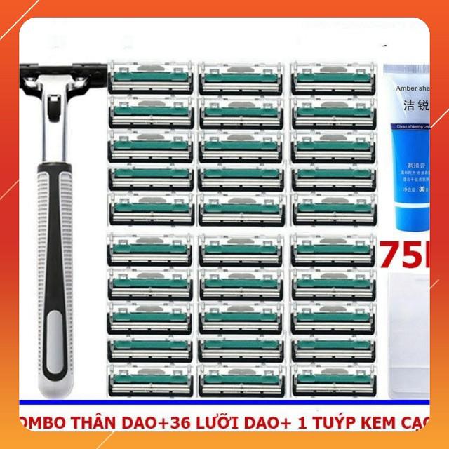 Bộ Dao Cạo Râu 36 Lưỡi Kèm Thân Dao và Tuýp Kem