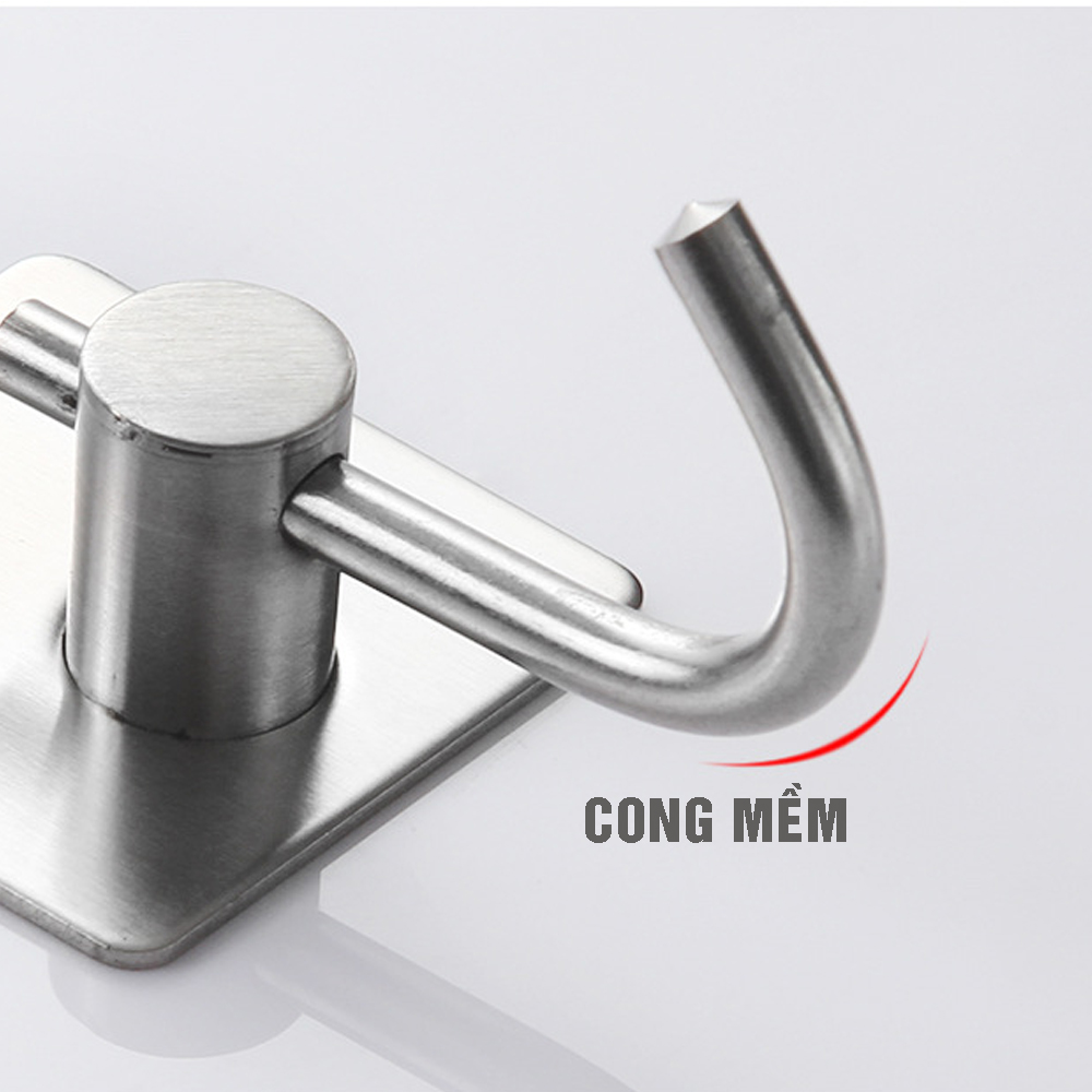 Combo 4 móc treo loại D, Inox 304, SUS304 dùng miếng dính dán tường không cần khoan, xắp xếp treo đồ đạc gọn gàng, tiết kiệm không gian, đồ dùng gia đình, bếp, phòng khách Dan House 311-D4