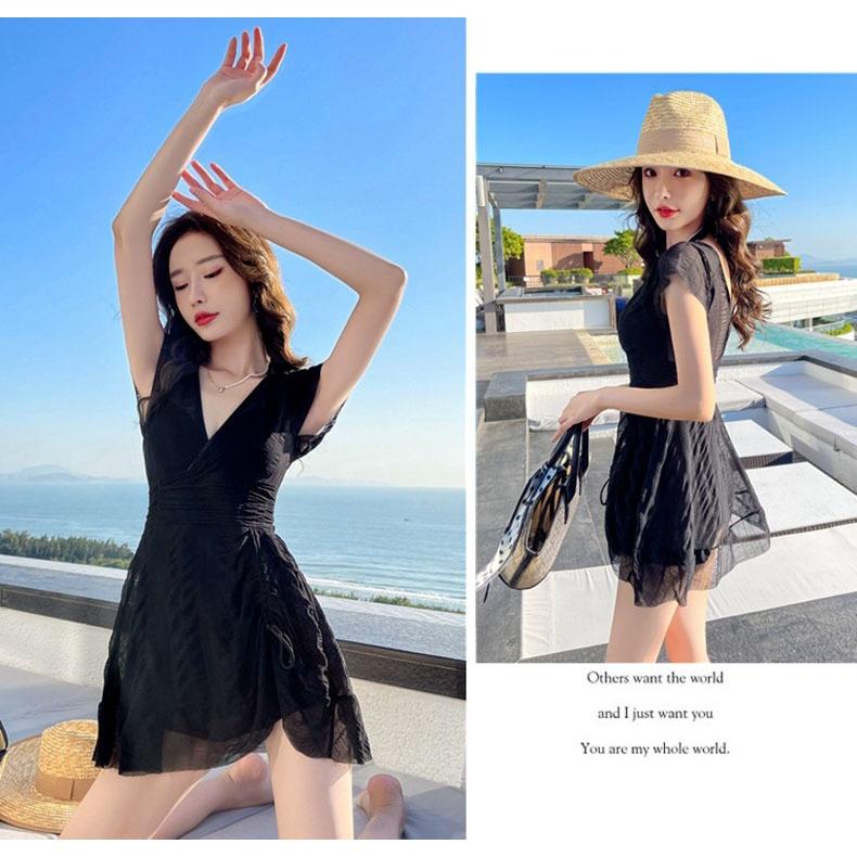 Đồ Bơi Nữ Kín Đáo Dạng Váy Mới - Bikini 1 Mảnh Giấu Bụng Cho Người Béo Mập