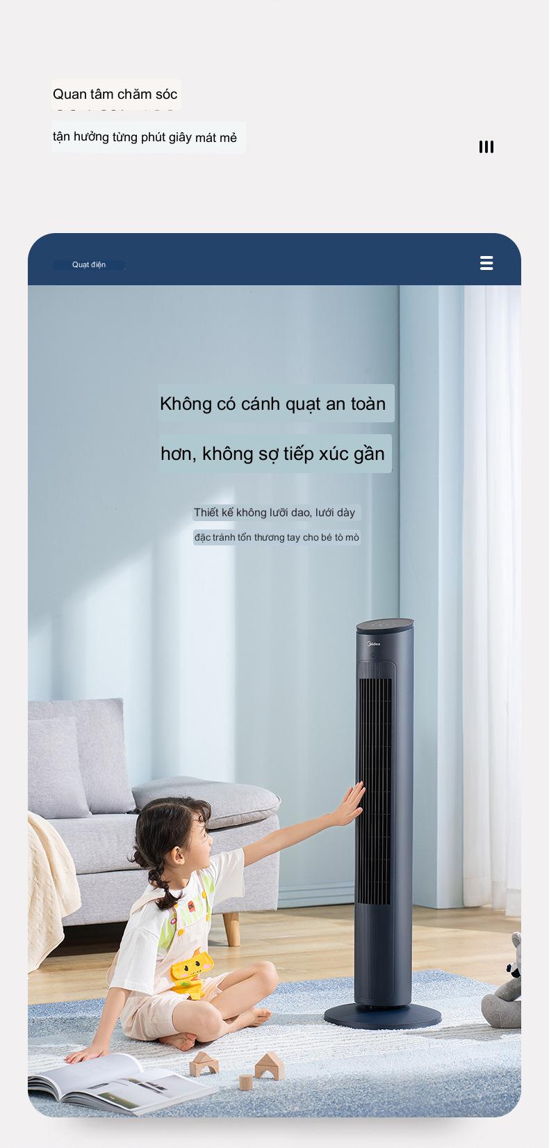 Quạt Điện Midea  Quạt Tháp Gia Đình Điều Khiển Từ Xa Thông Minh Hẹn Giờ Tiết Kiệm Điện Dễ Dàng Tháo Lắp ZAF09MR -Hàng Chính Hãng