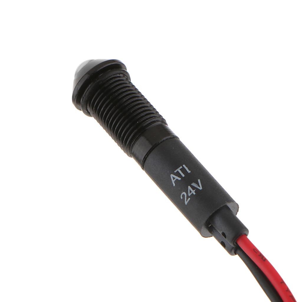 8mm 24V Car Motorcycle Metal White LED Indicator Light Lamp &