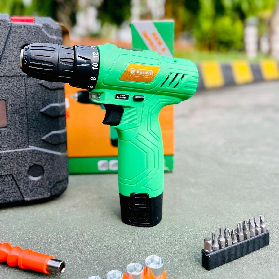 MÁY KHOAN PIN 12V HỘP NHỰA 28 MÓN KAZAKI KZ12A3- HÀNG CHÍNH HÃNG