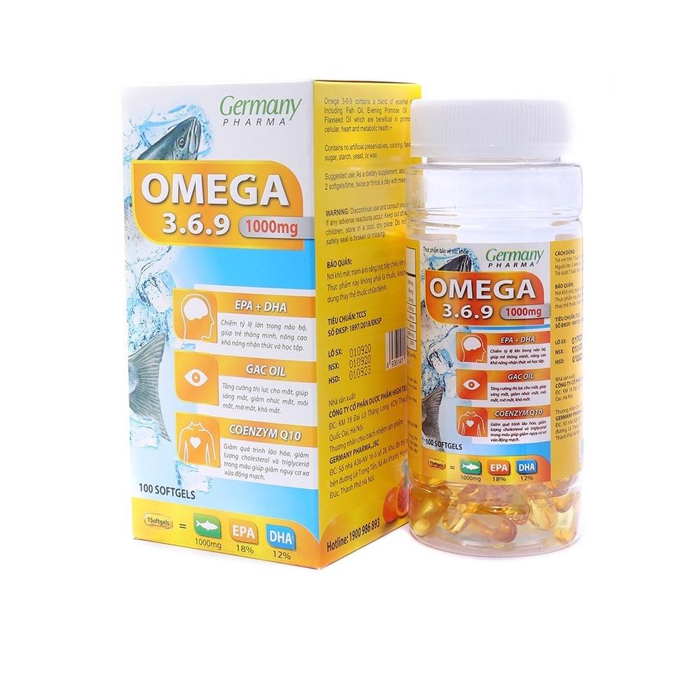 Viên dầu cá Omega 3 6 9 Bổ não, sáng mắt, khỏe mạnh tim mạch - 100 viên