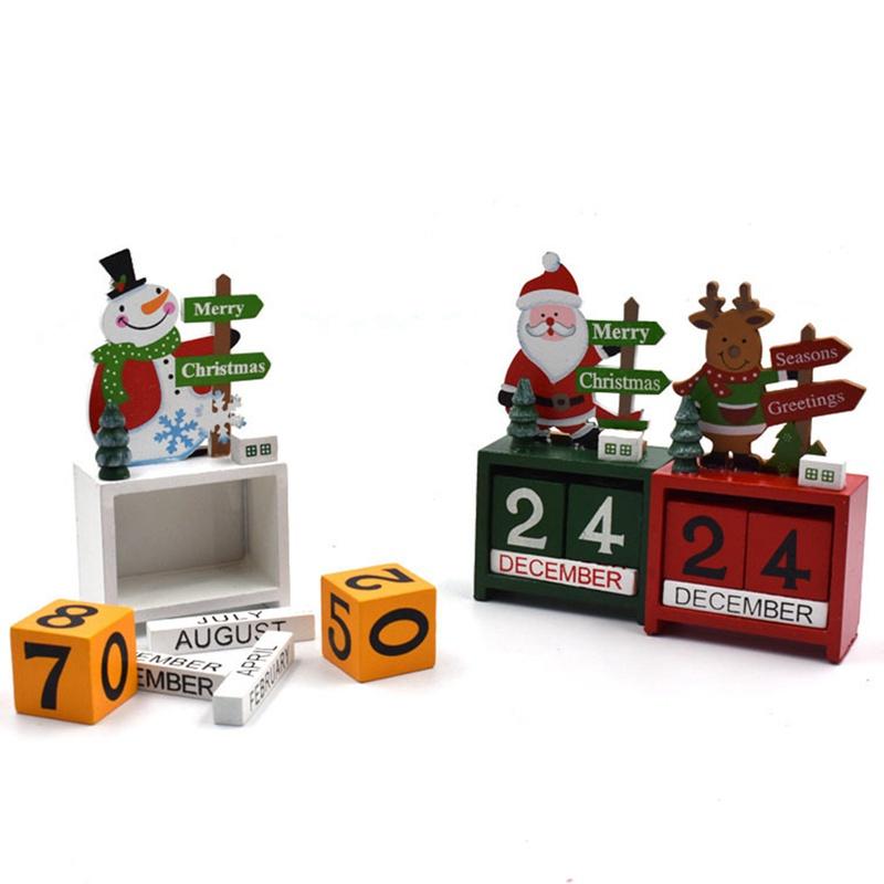 Lịch gỗ để bàn trang trí năm mới phong cách giáng sinh