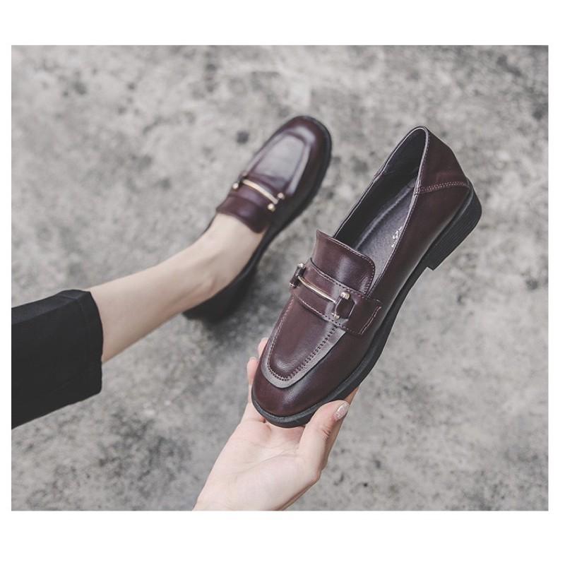 ẢNH THẬT VIDEO MỚI VỀ Giày Moca Loafer bệt văn phòng giày lười da mềm nữ 3cm có sẵn đen nâu