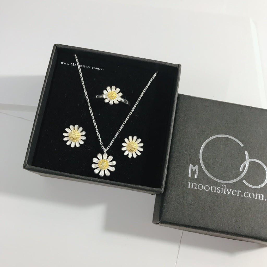 Dây chuyền bạc moonsilver vòng cổ bạc nữ hình hoa cúc họa mi xinh xắn