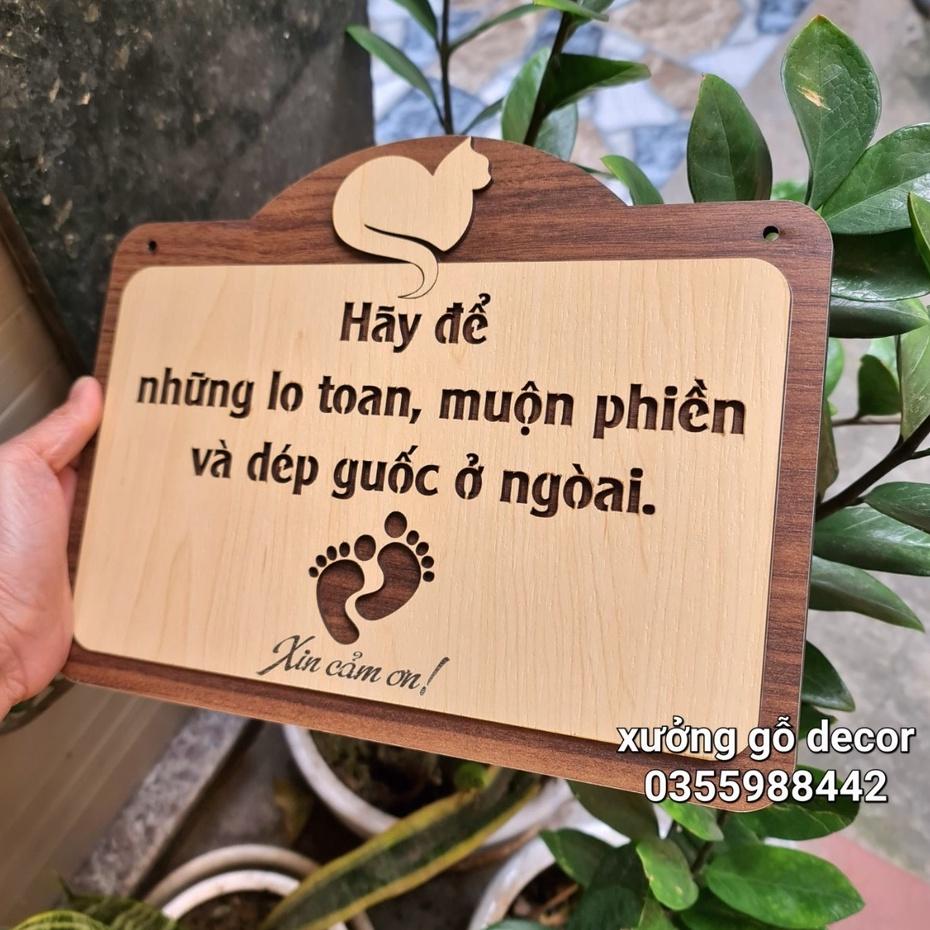 Bảng gỗ Để buồn phiền ngoài cửa trang trí nhà cửa, Bảng gỗ Vui lòng để giày dép bên ngoài