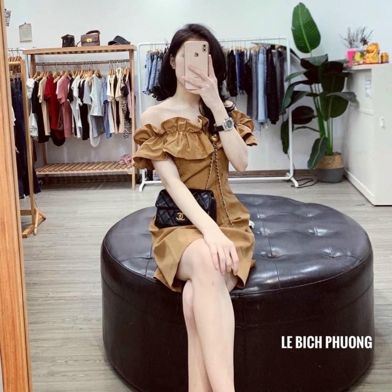 Váy Trễ Vai Bèo Nâu, Đầm Nữ Dáng Suông Bèo Ngực Có Ảnh Thật Kèm Video