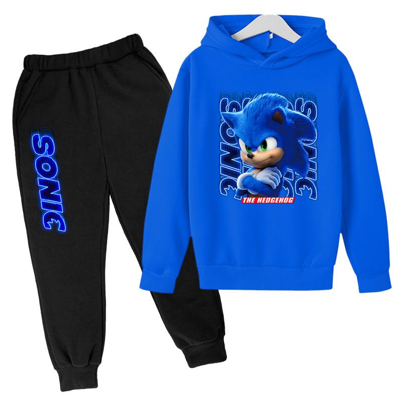 Trẻ Em Áo Hoodie Bộ Cotton Sonic Chui Đầu Phù Hợp Với Trẻ Em Áo 2 Miếng Mát Game Tay Dài Quần Áo Cho Bé Trai Bé Gái trẻ Em