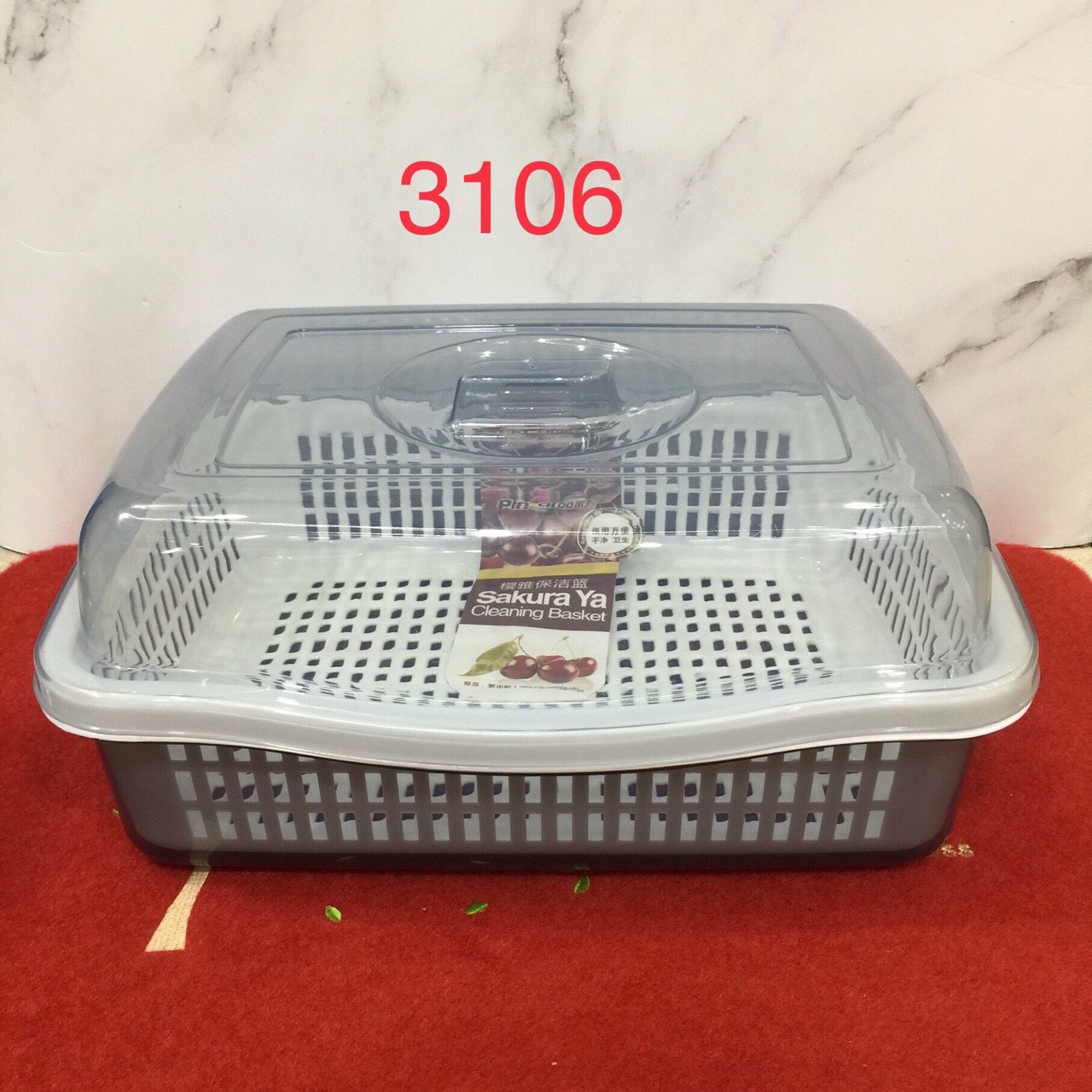 BỘ CHẬU RỔ RỬA RAU KÈM NẮP ĐẬY BẰNG NHỰA TRONG CAO CẤP HÌNH CHŨ NHẬT - TH15