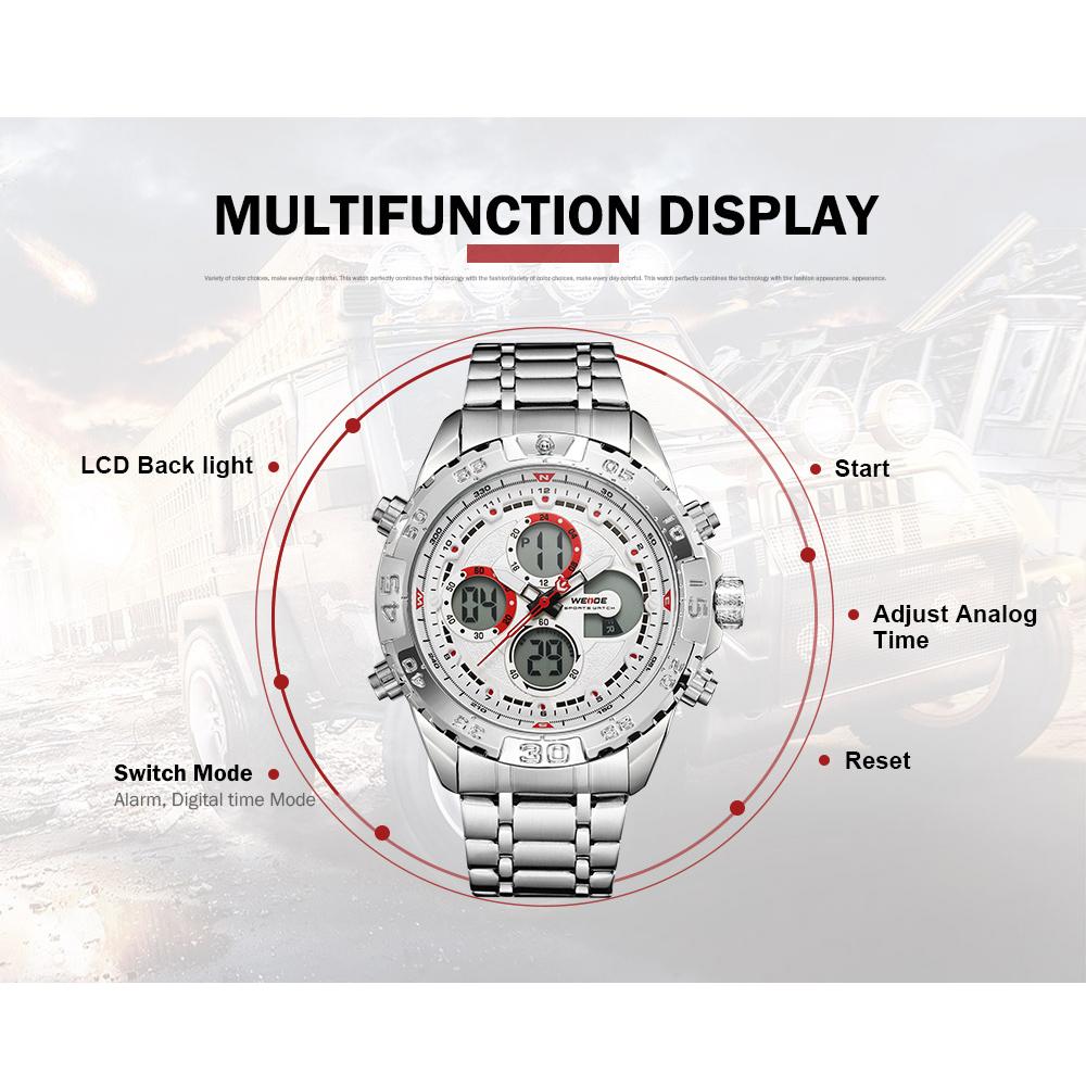 Đồng hồ điện tử kỹ thuật số Quartz Bộ hẹn giờ chống thấm nước Nam doanh nhân WEIDE WH6909