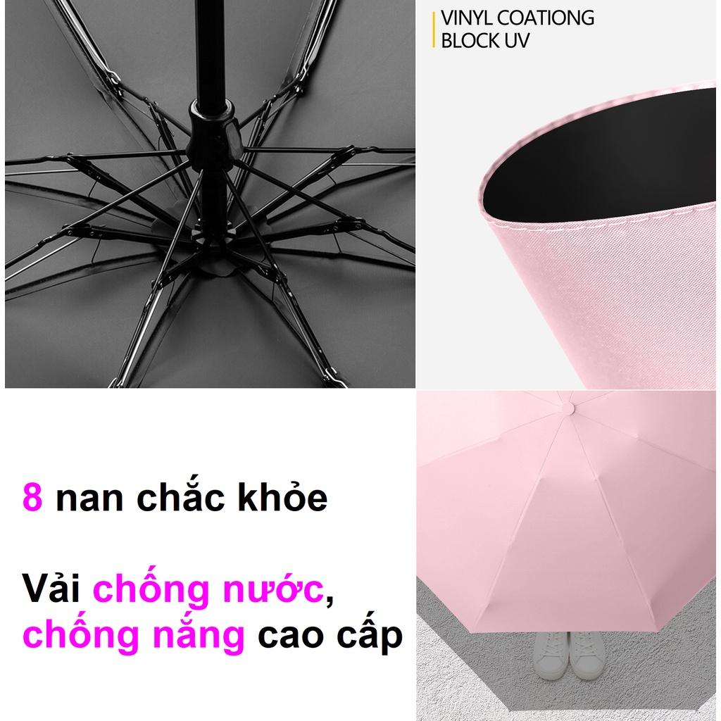 Ô dù mini gấp gọn 18 cm khung 8 nan thép kèm hộp đáng yêu chống nắng SPF50