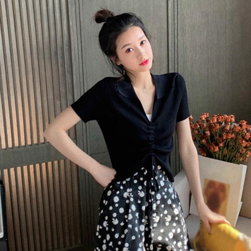 Áo Thun Polo Ngắn Tay Màu Trơn Xinh Xắn Dành Cho Nữ