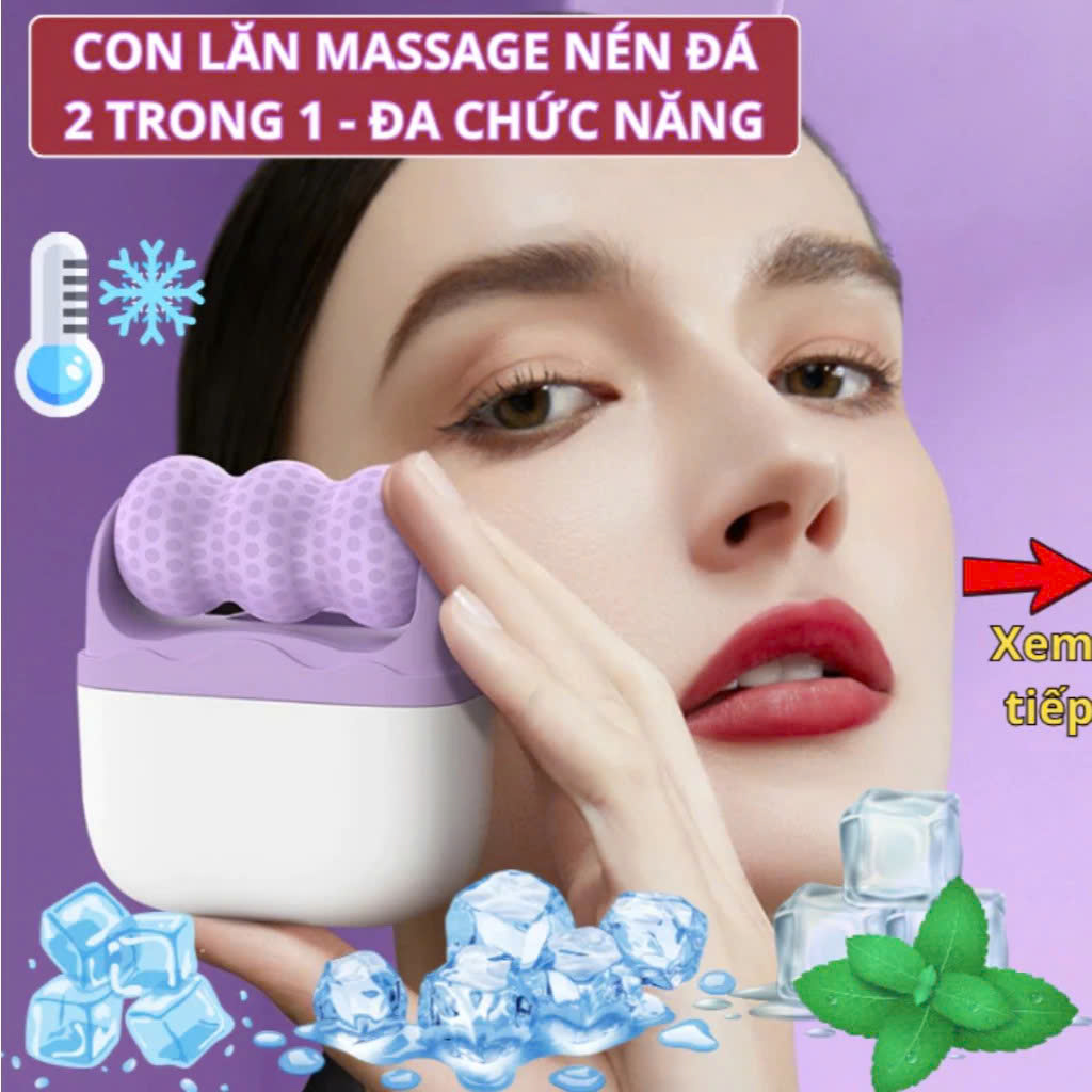 Máy Massage Mặt Làm Đẹp Da Lạnh ICE Giúp Nâng Cơ Mặt, Rửa Sạch Sâu, Tăng Cường Hấp Thụ Tinh Chất Dưỡng Da Kèm Massage Mắt Loại Quầng Thâm Tạo Nét V-Line Cho Mặt - Giao Màu Ngẫu Nhiên