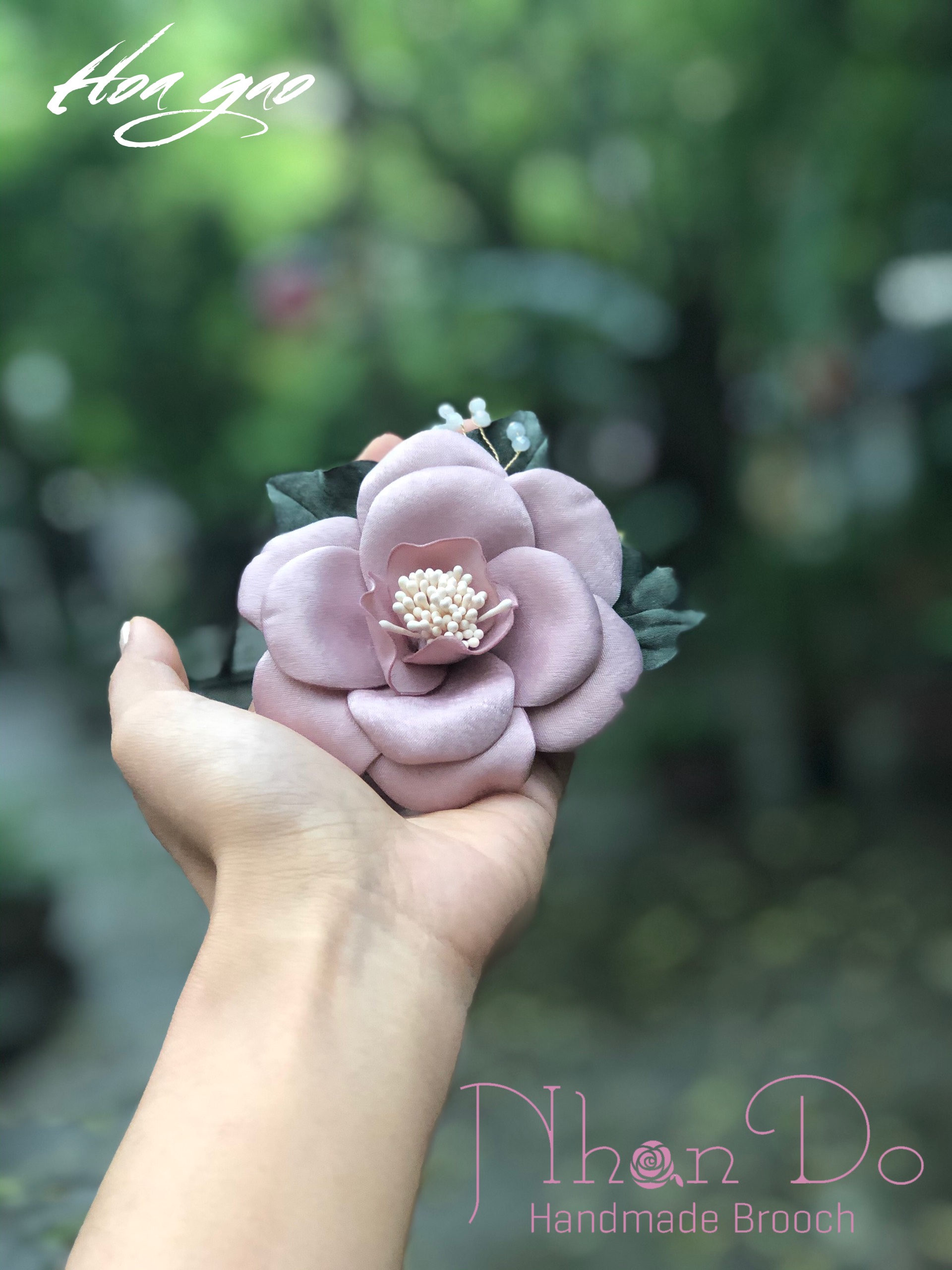 Hoa cài áo handmade Hoa gạo Back to Childhood vải gấm