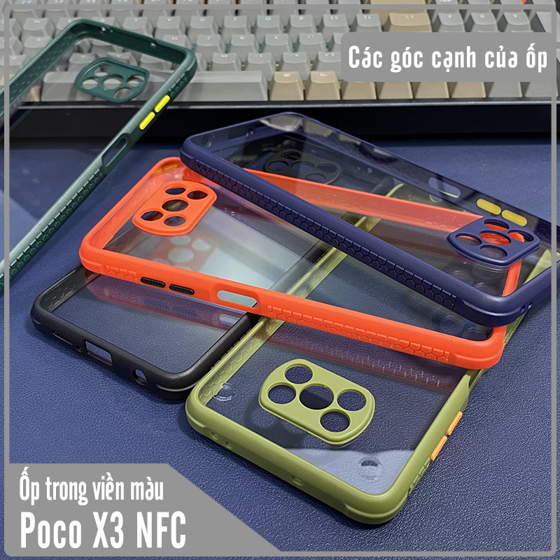 Ốp lưng cho Xiaomi Poco X3 NFC trong viền màu che camera 4 Gốc chống sốc