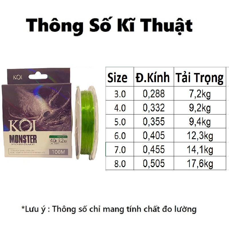 Cước Câu Cá Chính Hãng Nhật Bản KOI MONSTER 100M Chuyên Làm Trục Câu Đài Săn Hàng Cao Cấp DCC06 - Sanami Fishing