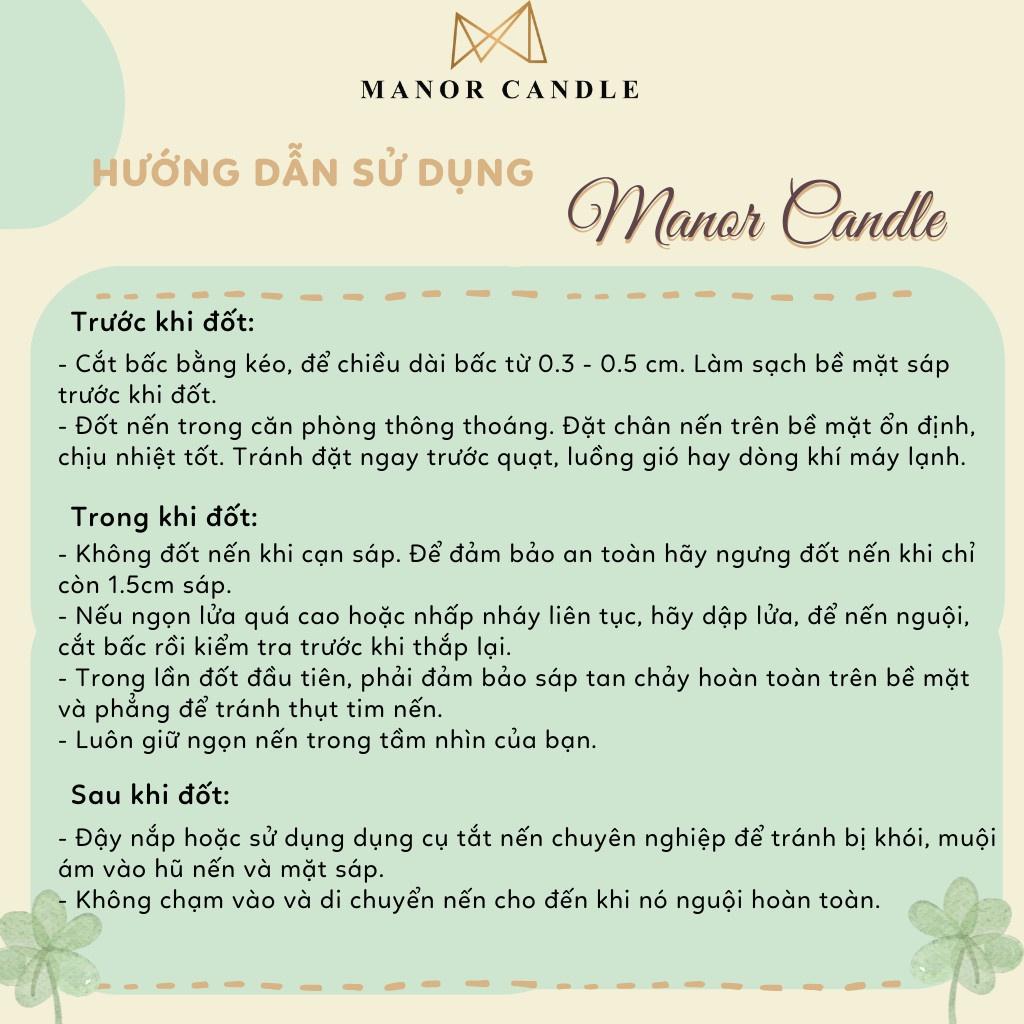 Nến thơm phòng, tinh dầu cao cấp nhập khẩu Manor Candle, không khói an toàn 4oz 114g