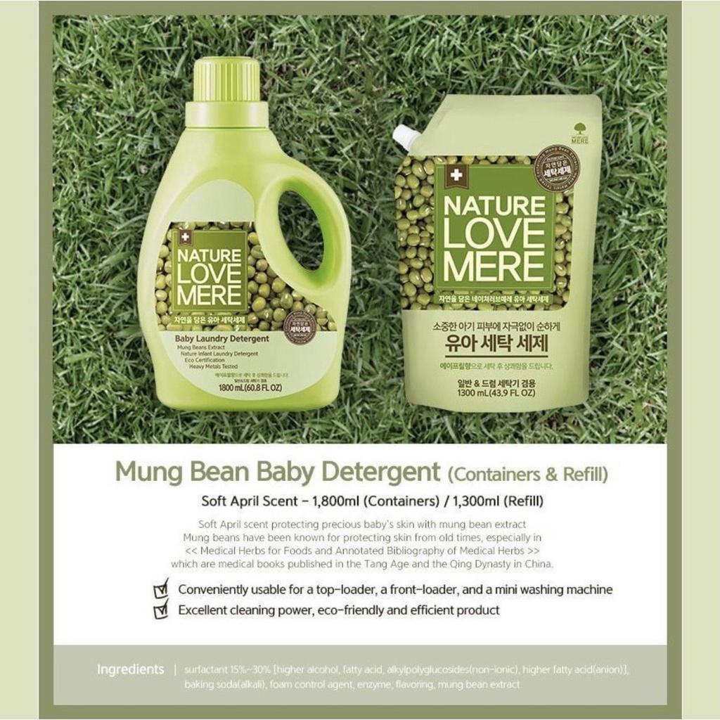 Nước giặt/xả Nature love mere hương hạt đậu an toàn lành tính Chai 1800ml/Túi 1300ml