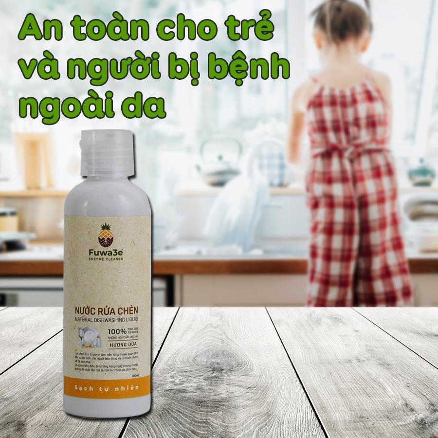 Nước rửa chén hữu cơ Fuwa3e organic Enzyme sinh học 100ml an toàn cho bé bảo vệ da tay