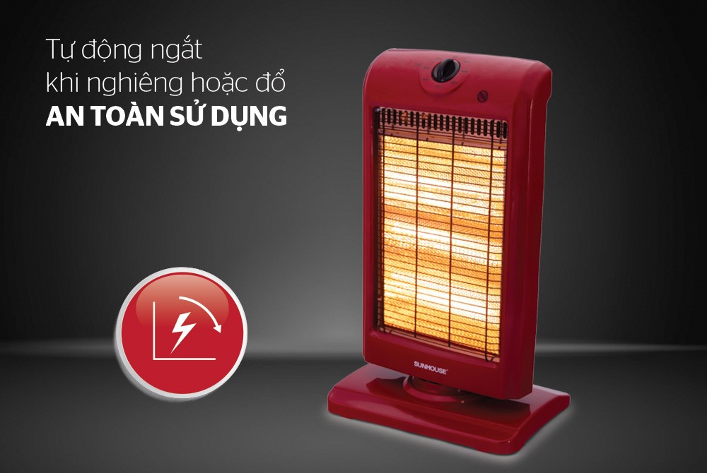 Sưởi điện 3 bóng Halogen Sunhouse SHD7016 đỏ đen - Hàng chính hãng