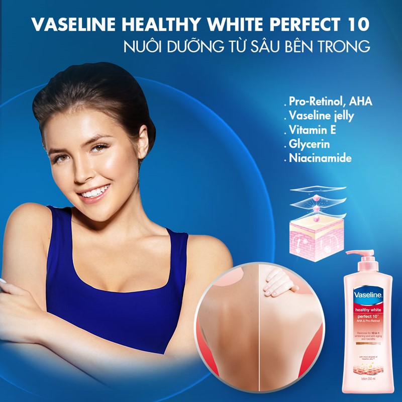 Sữa Dưỡng Thể 350Ml Vaseline Dưỡng Ẩm Sáng Da Perfect Youth Phức Hợp Pro-Retinol Kích Thích Sản Sinh Collagen Hoạt Chất Aha Cải Thiệt Nếp Nhăn