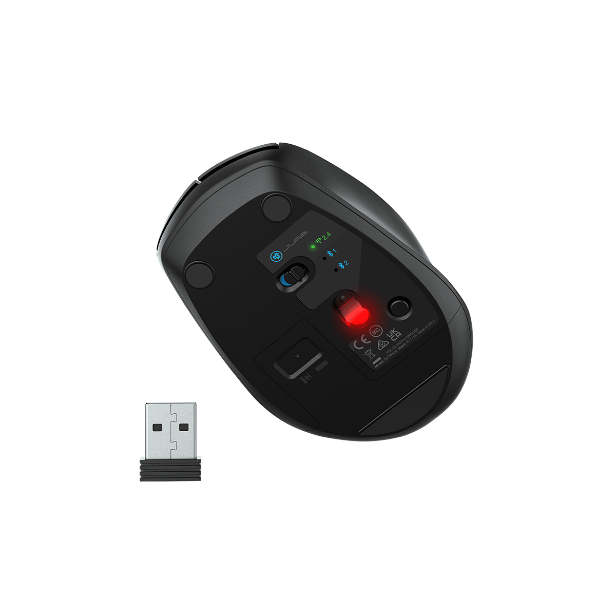 Chuột không dây JLab Go màu đen Bluetooth 5.0 nút bấm yên tĩnh, kết nối 3 thiết bị, pin AA, DPI 1600, Bảo hành 2 năm - Hàng chính hãng