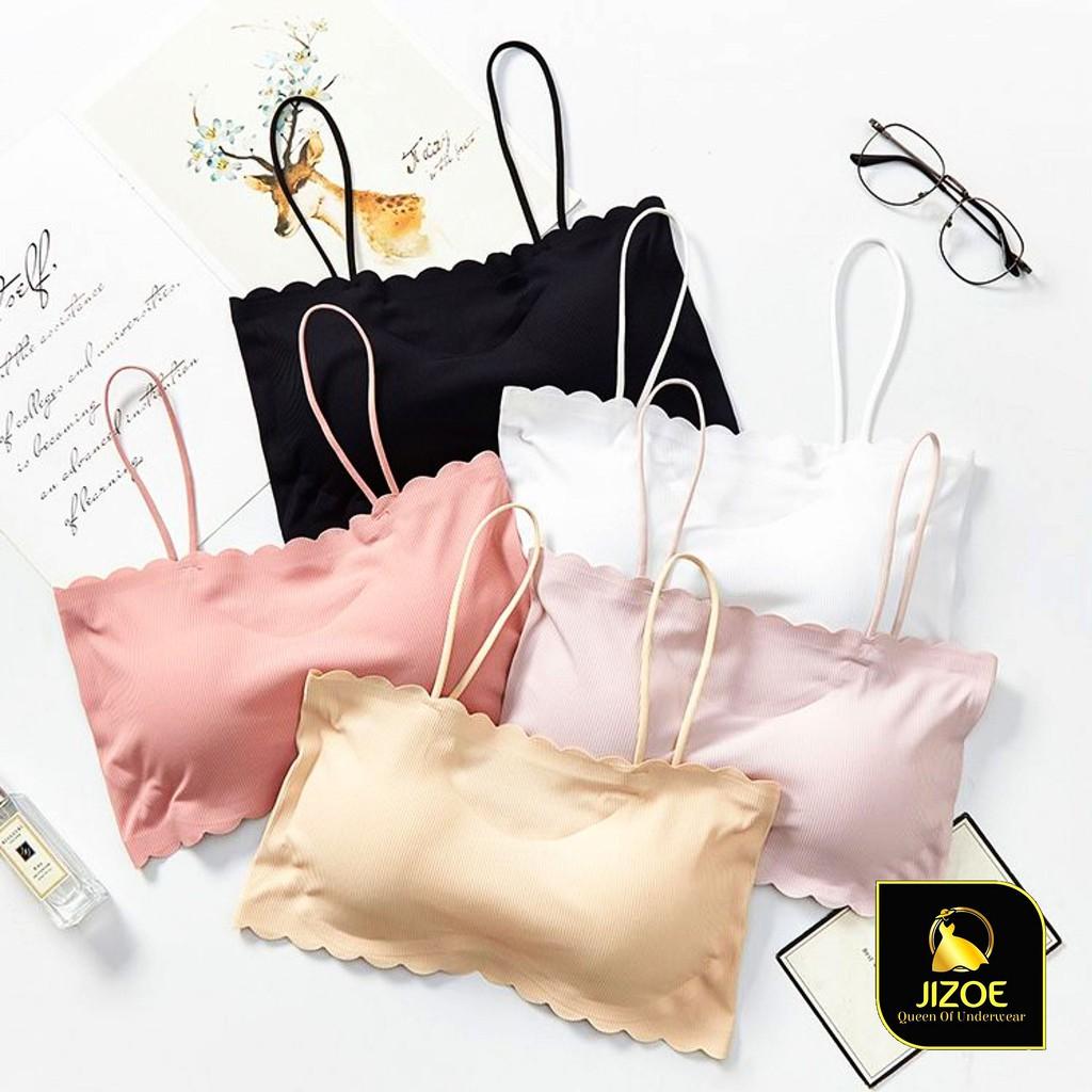 Áo Bra nữ quây hai dây Hàn Quốc cài sau gân tăm thông hơi thoáng mát co giãn nâng ngực Sexy gợi cảm JIZOE ALT59
