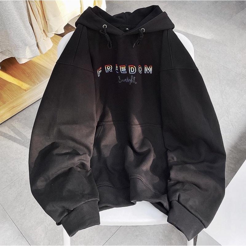Áo Hoodie nỉ FREEDOM màu kem unisex ảnh thật SSStore