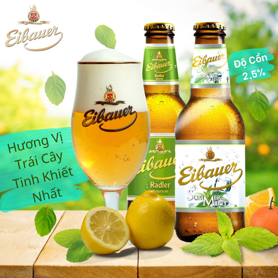 Thùng Quà Bia Trái Cây EIBAUER SUMMER MINT 2.5% - Hương Vị Bạc Hà The Mát Sảng Khoái - Bia Đức Nhập Khẩu Chính Hãng