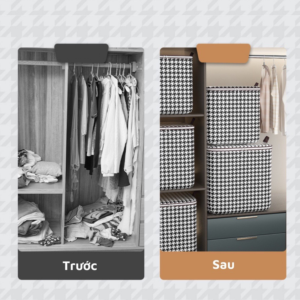 Giỏ Đựng Quần Áo Sọc Caro Trắng Đen – Đựng Chăn Màn, Gối, Quần Áo Tiện Dụng