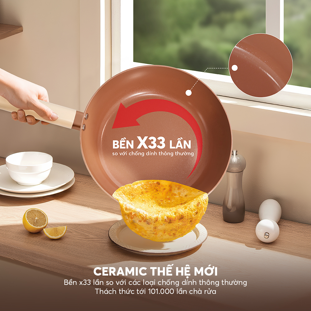 Chảo Chống Dính Ceramic Elmich Mocha EL5982MC Size 20,24,26,28cm, Hàng Chính Hãng - JoyMall