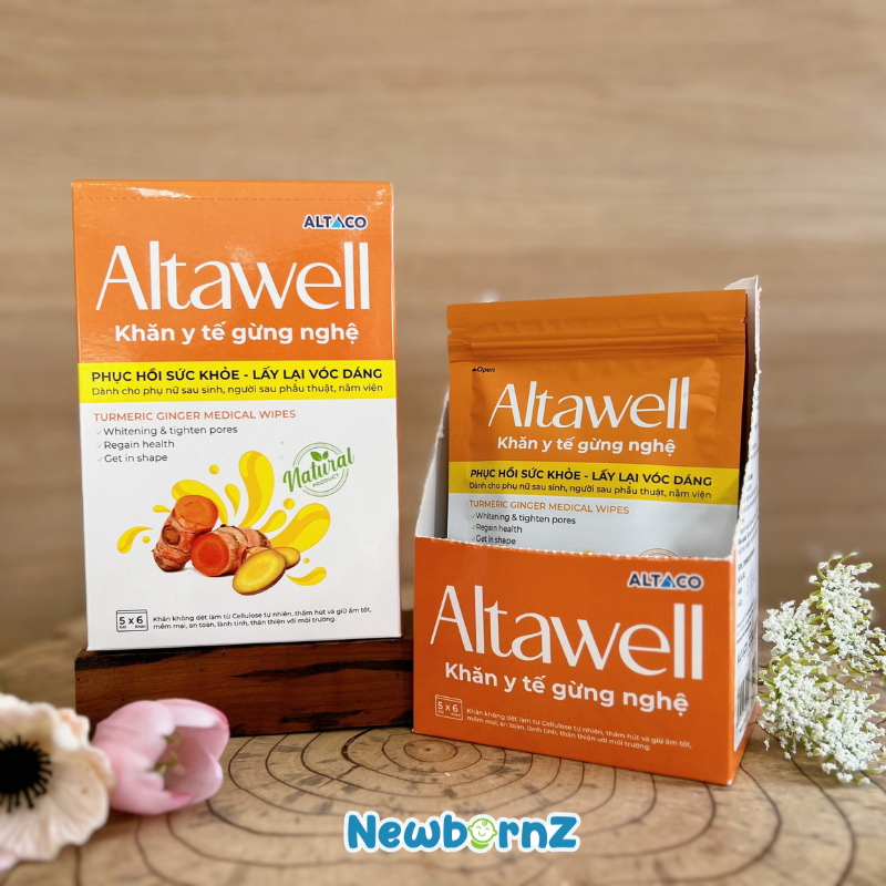 Altawell khăn lau gừng nghệ phục hồi sức khỏe