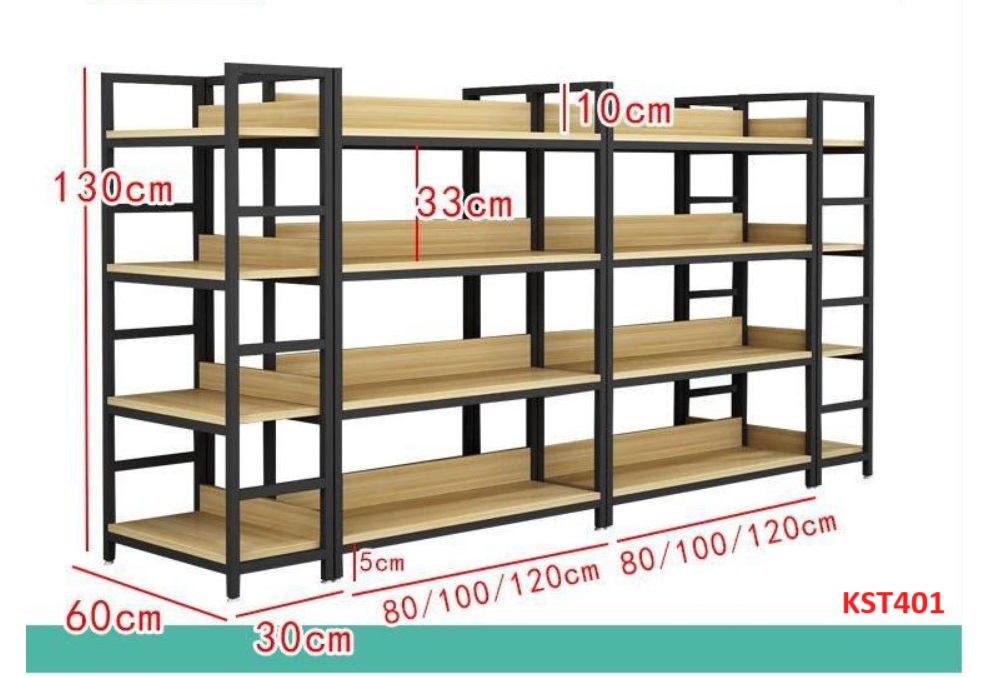 Kệ trưng bày sản phẩm, hàng hóa , kệ trang trí khung sắt mặt gỗ  KST401 - Nội thất lắp ráp Viễn Đông Adv