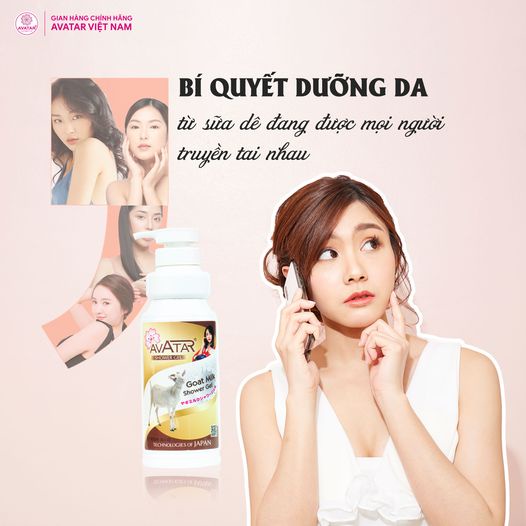 Sữa tắm sữa dê Avatar 900ml - Sữa dê chăm sóc da mịn màng và ngăn ngừa lão hóa - Công nghệ Nhật Bản