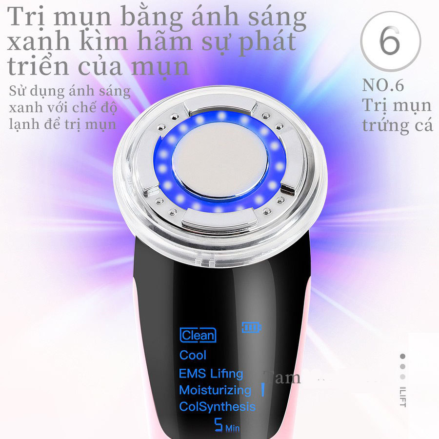 Máy chăm sóc và trẻ hóa da công nghệ massage nóng lạnh, ems, ion - + , di chất DM-818