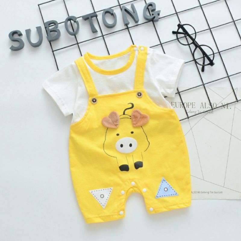 Body ngắn tay Yếm dễ thương chất Cotton mềm mịn cho bé trai bé gái từ 0 đến 12 tháng