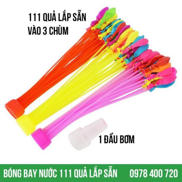 BỘ 111 quả Bóng bay nước đã được lắp sẵn vào 3 chùm và 1 đầu nối vòi nước