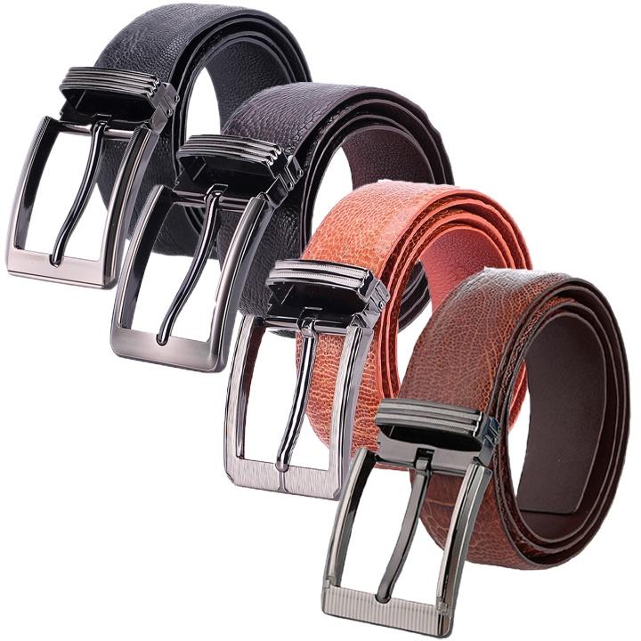 HP4421-22-23-24 - Thắt lưng nam da đà điểu Huy Hoàng 4P đầu kim màu đen, nâu đất, vàng, nâu đỏ