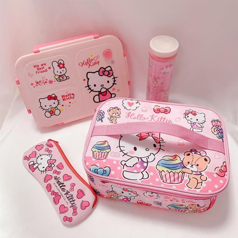 Sanrio Hello Kitty Túi Xách Hoạt Hình Sinh Viên Túi Đựng Hộp Cơm Trưa Giai Điệu Hộp Cơm Cách Nhiệt Túi Lớn Dung Tích Túi Bảo Quản