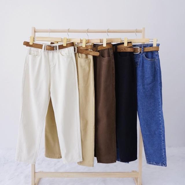 Quần baggy đen jeans trơn ko co giãn- hình thật shop tự chụp