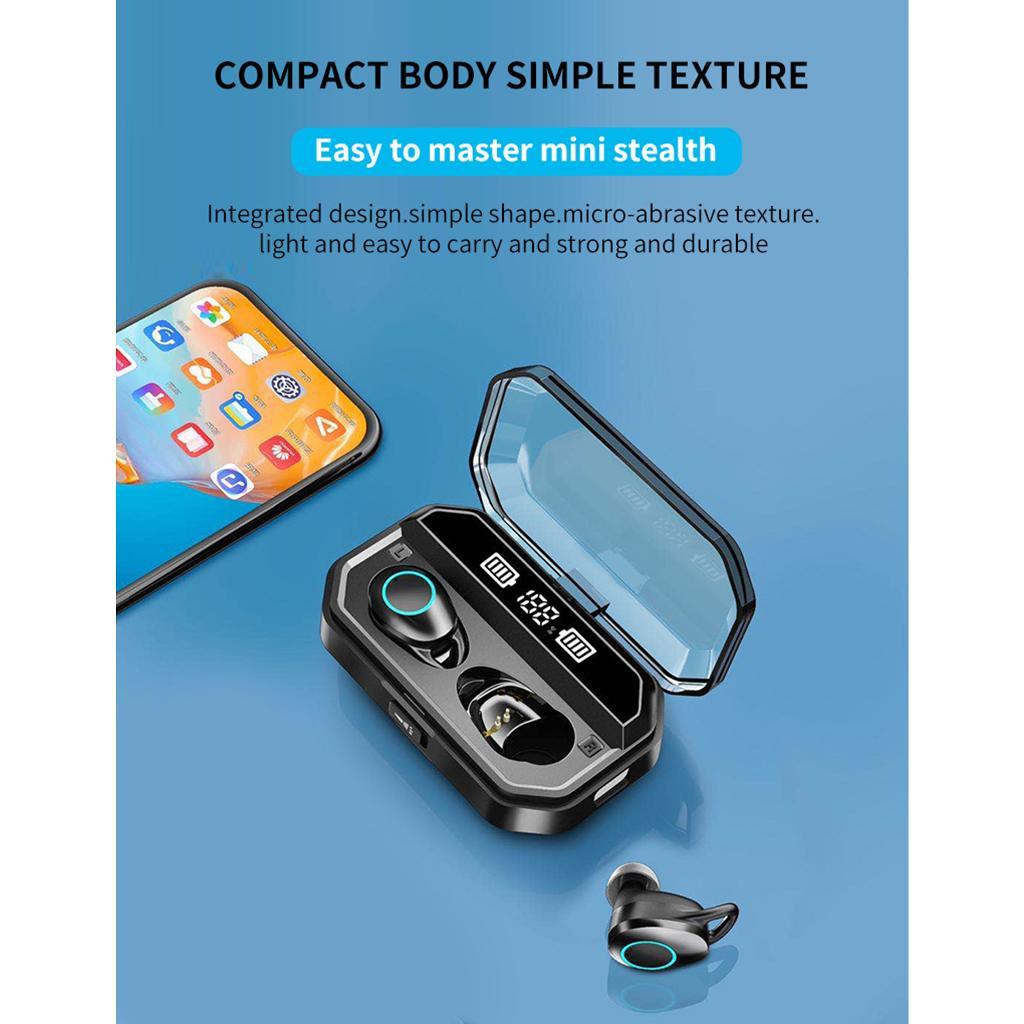 Mini Hifi Stereo 4000mAh Bluetooth 5.0 Earphone with Flashlight