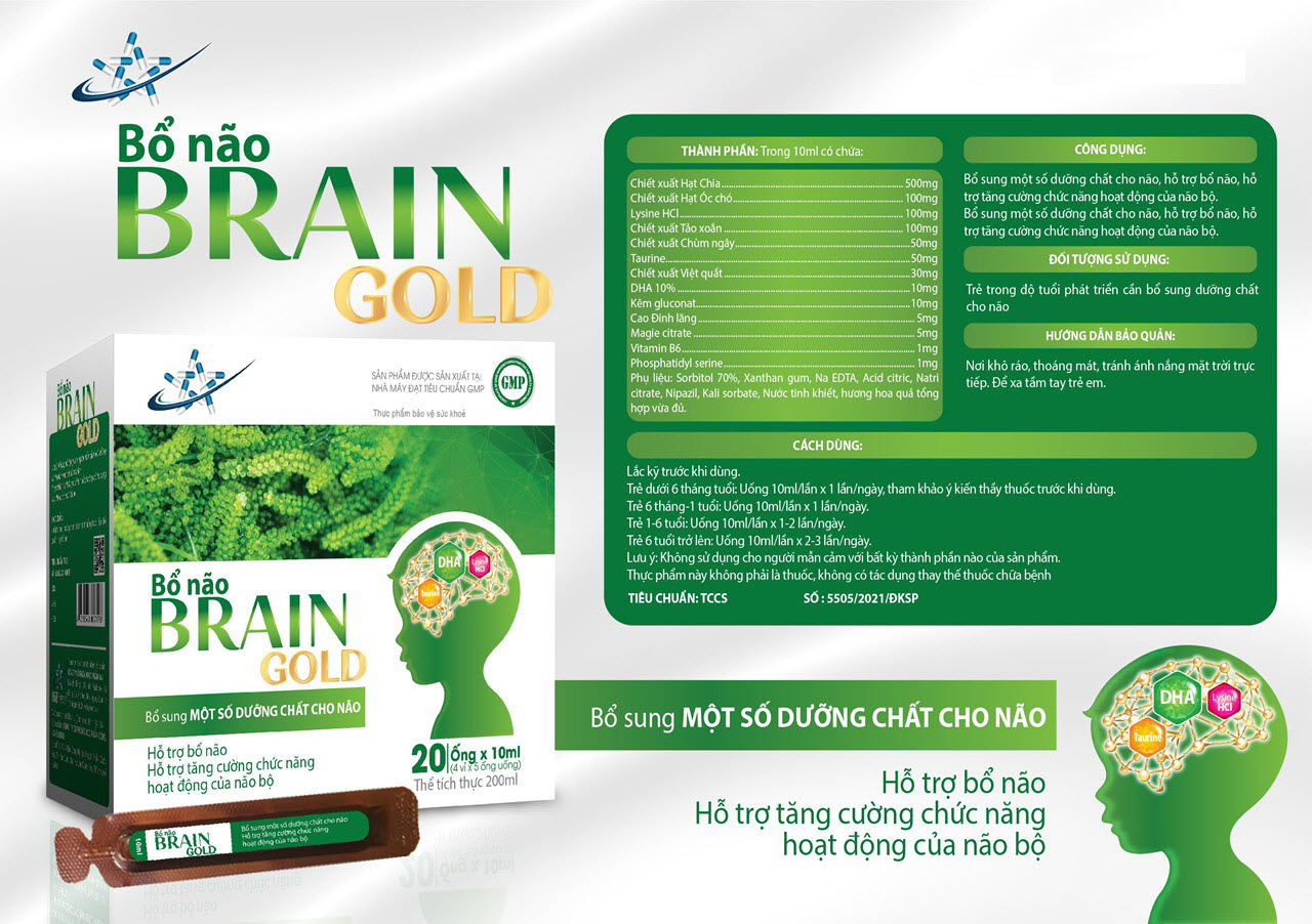 Ống Uống Bổ Não Cho Bé BRAIN GOLD - Bổ Sung Dưỡng Chất Để Tăng Cường Chức Năng Hoạt Động Của Não Bộ