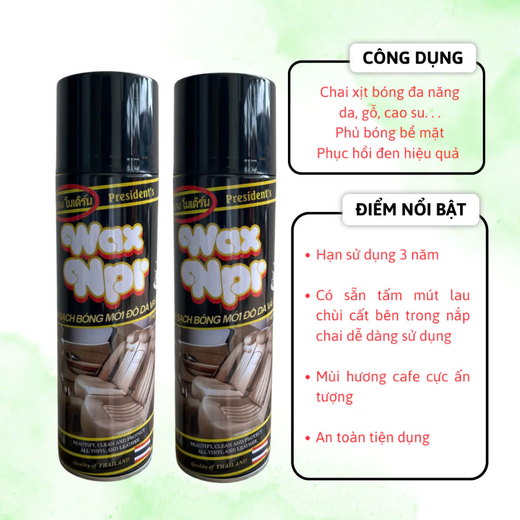 Dung Dịch ĐánhBóng Nội Thất Ô To Wax Care – Siêu Bóng, Mùi Cà Phê, Phục Hồi Nhựa Da , đèn ốp trần