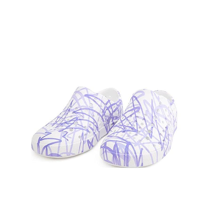 Giày Lười Trẻ Em NATIVE Jefferson Print Junior - Shell White/ Shell White/ Lavender Burst Doodle