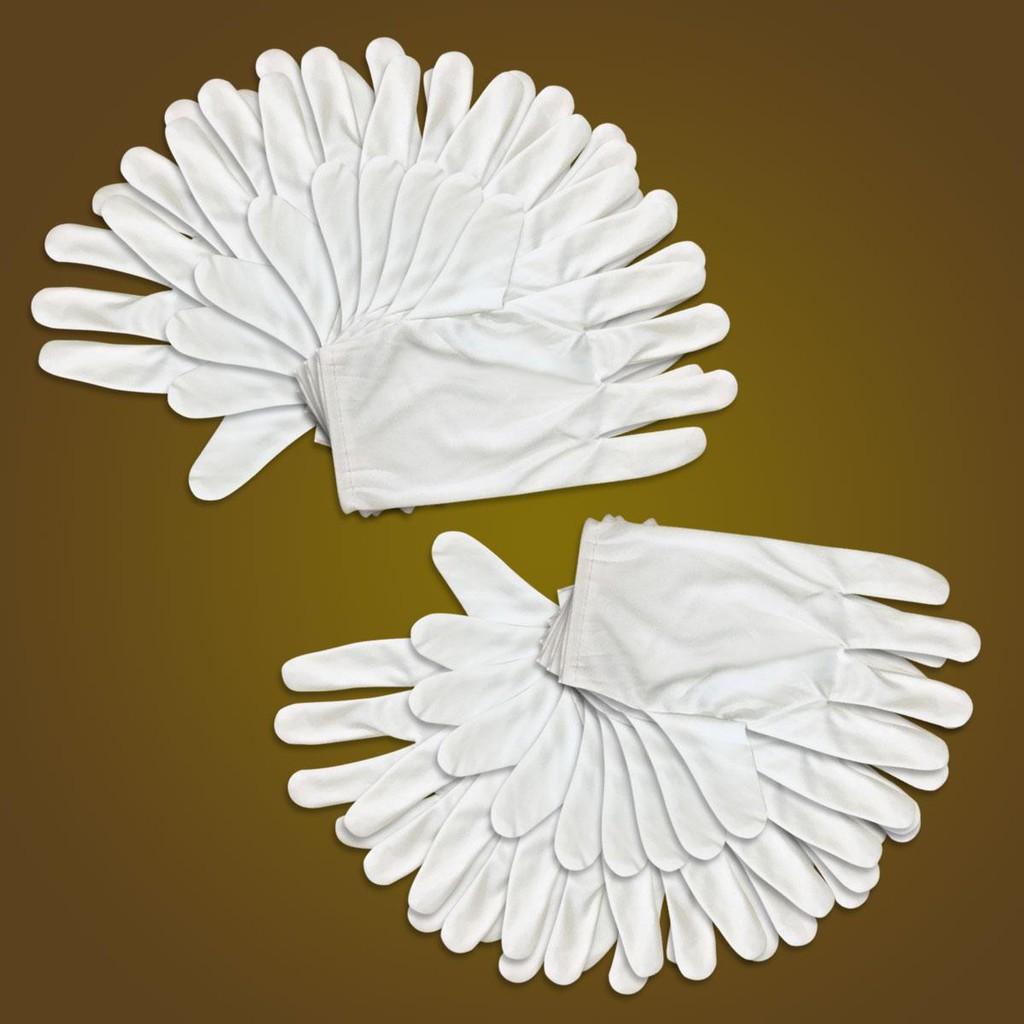 Bao tay trắng vải cotton 2 chiều (vải sẹc), găng tay dành cho lễ tân, bảo vệ, duyệt binh (50 đôi)