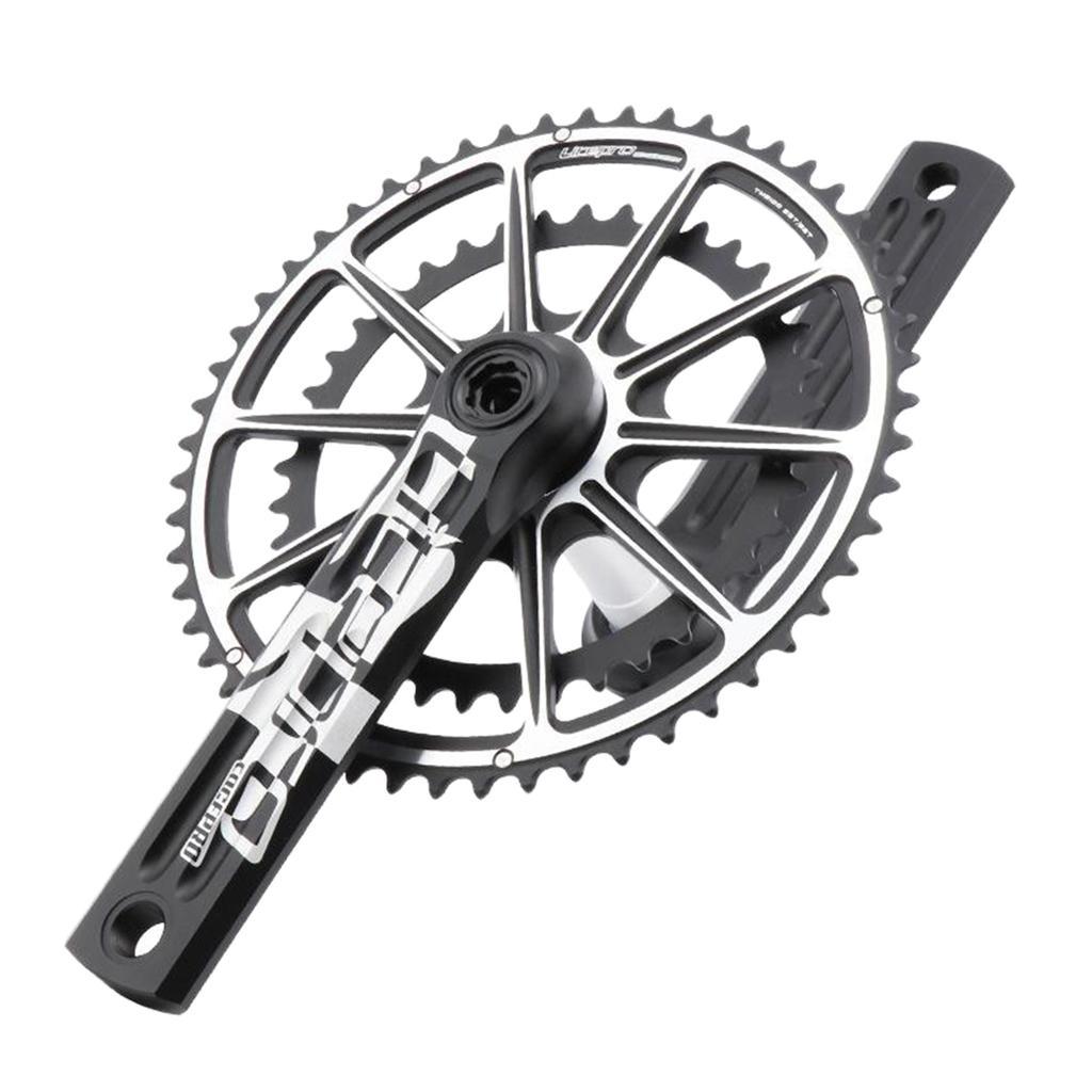 Lightweight 170mm Crankset, 130 BCD Mountain Road Bike Chainring 53-59T Round Chainwheel High Strength Crankarms