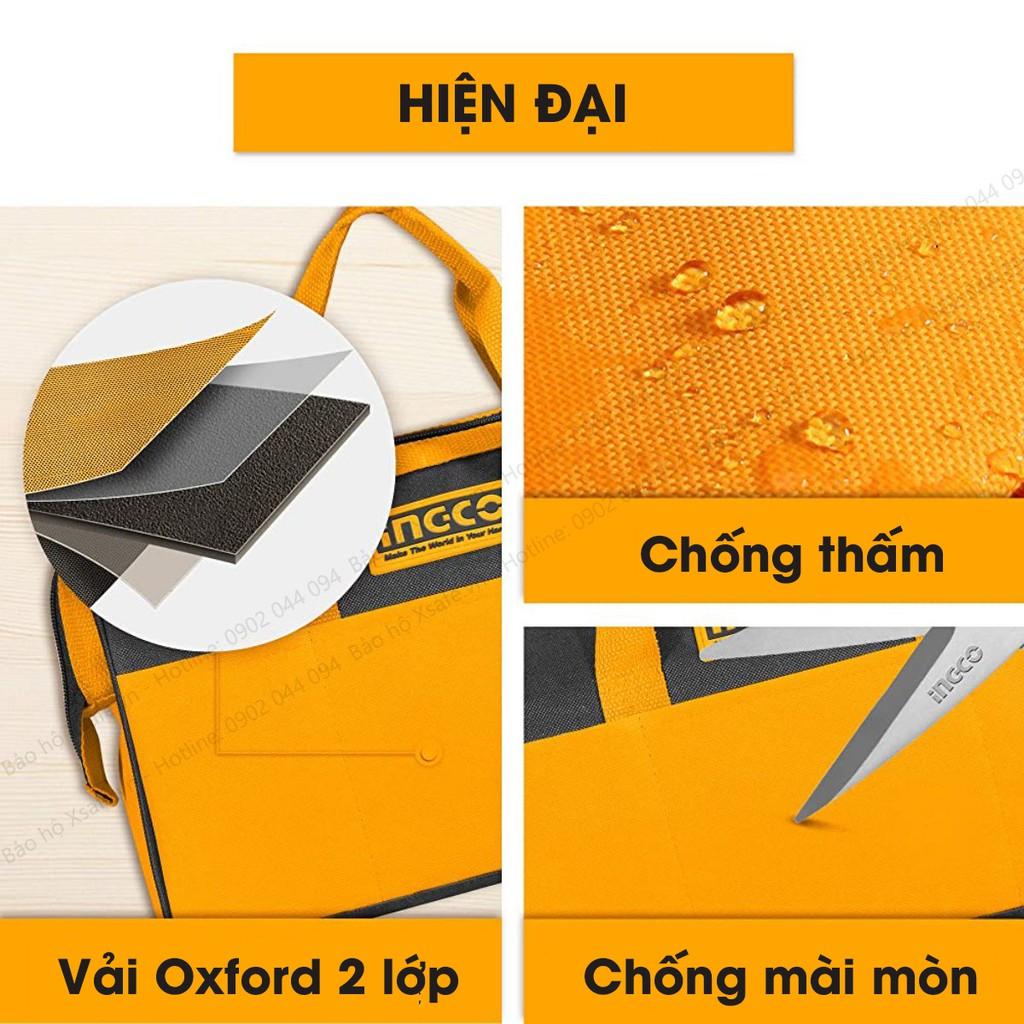 Túi đồ nghề dụng cụ INGCO 13 inch có miệng rộng Chống thấm nước Túi đựng dụng cụ đa năng cho ngành kỹ thuật xây dựng